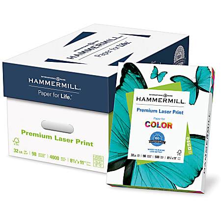 Hammermill Premium Color Multi Use Printer Copier Paper Letter Size 8 12 x  11 2500 Total Sheets 28 Lb Photo White 500 Sheets Per Ream Case Of 5 Reams  - Office Depot