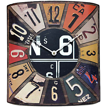 Infinity Instruments Wall Clock, License Plate, 19"H x 14"W x 3"D, Multicolor