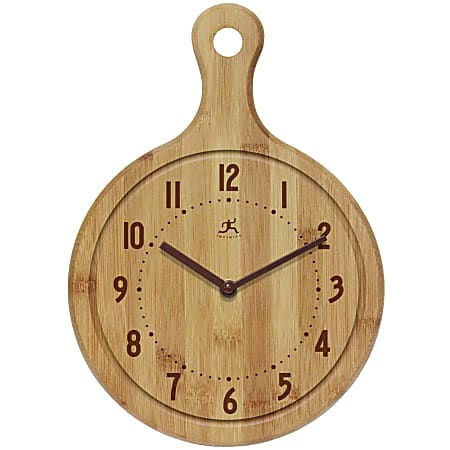 Infinity Instruments Wall Clock, Bamboo, 18"H x 16"W x 6"D, Light Brown