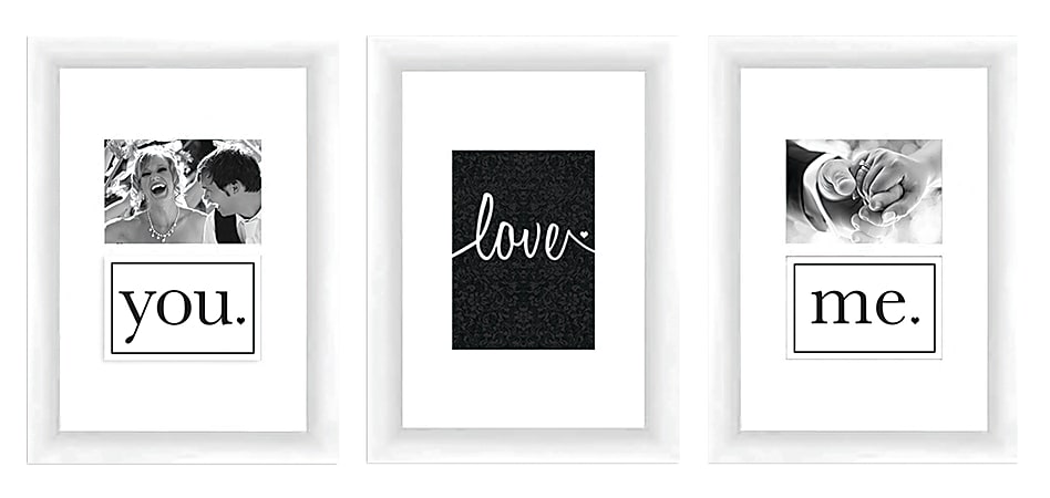 PTM Images Expressions Framed Wall Art, Love, 16"H x 12"W, White, Set Of 3