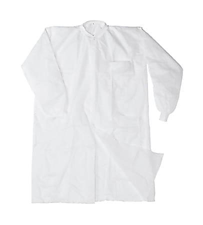 Impact Disposable Lab Coats, Spun-Bonded Polypropylene, Large, White, 30/Carton