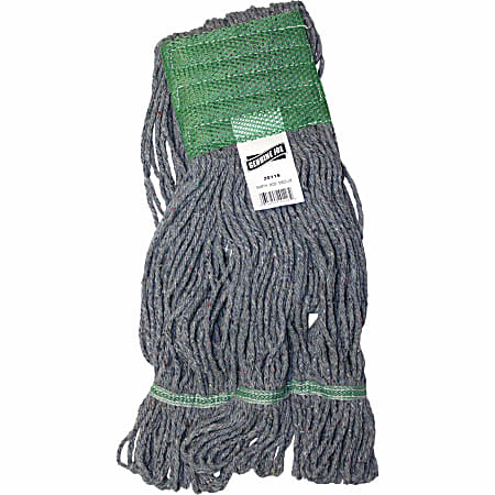 Genuine Joe 5" Headband Earth Mop Refill - Medium - Quick Drying - Polyester Fiber - Blue - 1 Each