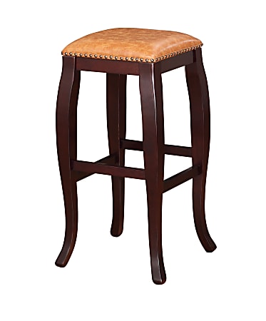 Linon Home Décor San Francisco Square Top Stool, 30" Bar, Caramel/Wenge