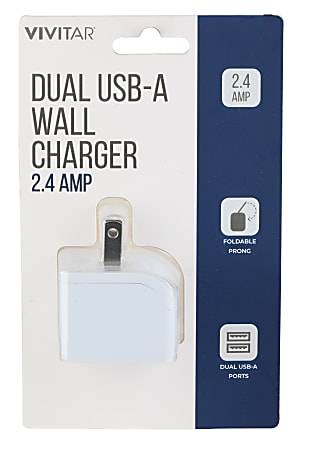 Vivitar Dual USB A Wall Charger White NIL6002 WHT STK 24 - Office