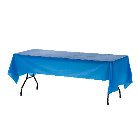 Table Mate Plastic Table Covers, 54" x 108", Blue, Pack Of 6
