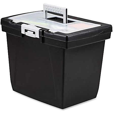 Storex Nesting Portable File Box - External Dimensions: 15" Width x 10.7" Depth x 10.7"Height - Media Size Supported: Letter - Latch Lock Closure - Black, Gray - For File Folder, Letter, Document, File, Box File - Recycled - 1 Each