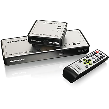 IOGEAR Long Range Wireless 5x2 HD Video Matrix Pro - 1920 x 1080 - Full HD - 5 x 2 - TV - 2 x HDMI Out - Component Video In