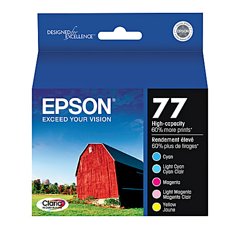 Epson® 77 High-Yield Cyan/Light Cyan/Light Magenta/Magenta/Yellow Ink Cartridges (T077920)
