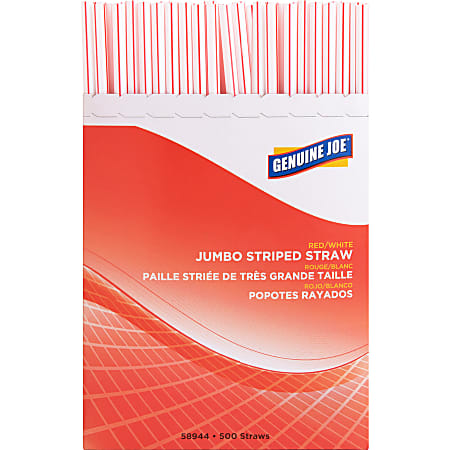 Genuine Joe Jumbo Striped Straws - 7.8