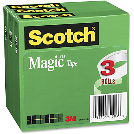 Scotch Magic Tape - 0.75" Width x 83.33 ft Length - 1" Core - Writable Surface, Photo-safe - 3 / Pack - Matte Clear