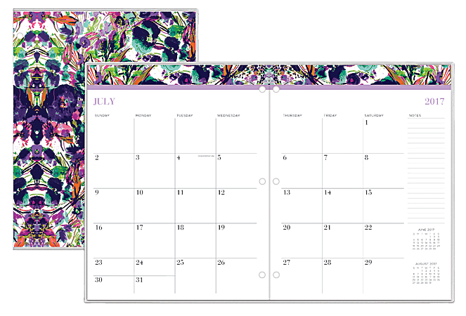 Blue Sky™ Nicole Miller Slim Monthly Planner, 8 1/2" x 11", 50% Recycled, Garden Bloom, July 2017 to June 2018