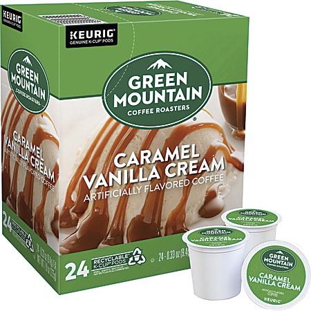 Green Mountain Coffee® Single-Serve Coffee K-Cup®, Caramel Vanilla Cream, Carton Of 96, 4 x 24 Per Box