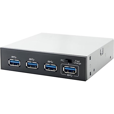SYBA Multimedia USB 3.0, 3.5" 4-Port Hub Bay with 1x Fast Charging Port - USB - Drive Bay - 5 USB Port(s) - 5 USB 3.0 Port(s)