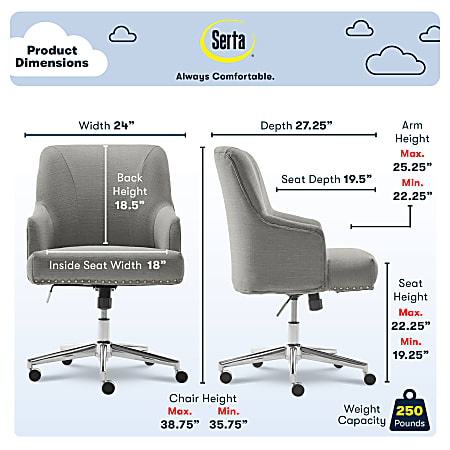 Serta leighton task chair light sales gray