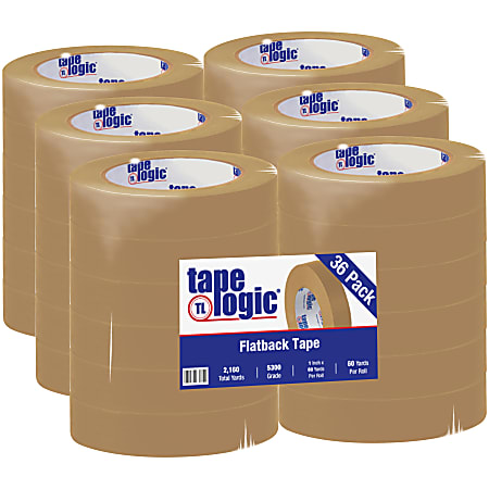 Tape Logic® Flatback Tape, 3" Core, 1" x 60 Yd., Kraft, Case Of 36