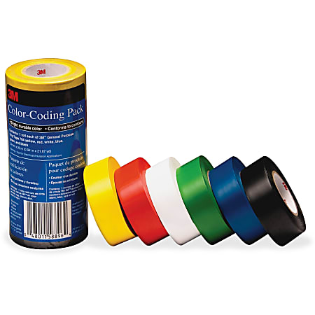 3M Vinyl Tape 764 Color coding Pack 21.87 yd Length x 0.94 Width 5