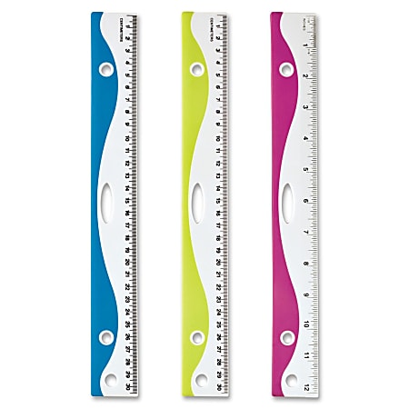 OIC Designer 12" Rulers - 12" Length - Imperial Measuring System - Plastic - 1 / Each - Assorted