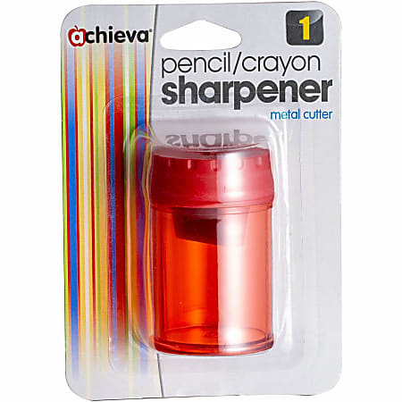 OIC Officemate Double Barrel Pencil/Crayon Sharpener  2 Hole(s)  2.1"H x 1.4"W x 1.4"D  Translucent Red  1 Each