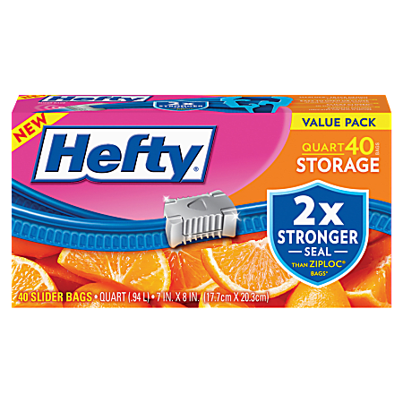 Hefty Slider Storage Bags 1 Qt Clear Box Of 40 - Office Depot