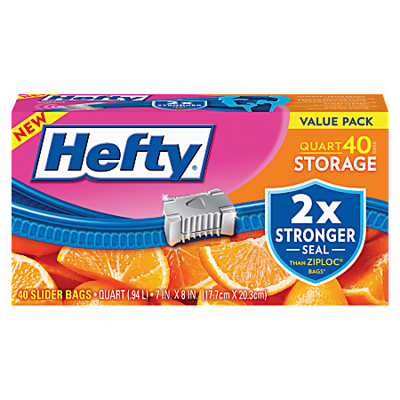Hefty® Slider Storage Bags, 1 Qt, Clear, Box