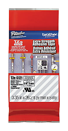 Brother P-touch Industrial TZe Tape Cartridges - 3/8" Width x 26 1/5 ft Length - Permanent Adhesive - Thermal Transfer - Black - 1 Each