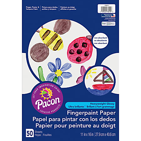 Pacon Fingerpaint Paper 50 Sheets 11 x 16 White Paper Non Absorbant Bleed  Resistant Smear Resistant 1 Pack - Office Depot