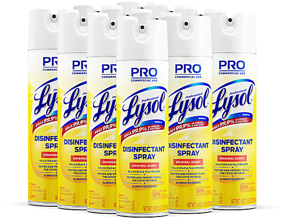 Lysol® Professional Disinfectant Spray, Original Scent, 19 Oz Bottle, Case Of 12
