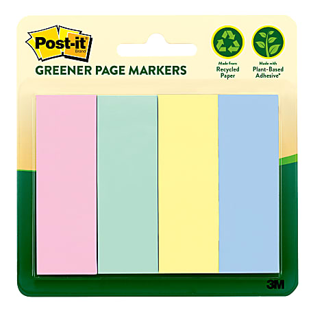 Post it® Greener Page Markers, 100% Recycled, 1" x 3", Sweet Sprinkles Collection, 50 Per Pad, Pack Of 4 Pads