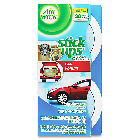 Airwick Stick Ups Car Air Fresheners, Crisp Breeze Scent, 2.1 Oz, Pack Of 2