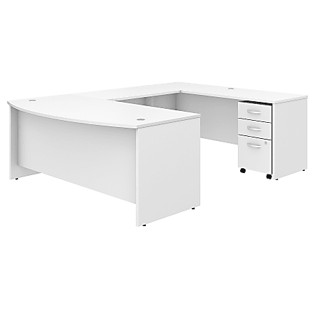 Bush Business Furniture Studio C U Shaped Desk with Mobile File Cabinet, 72"W x 36"D, White, Standard Delivery