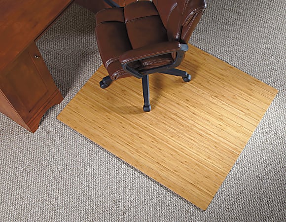 Realspace Bamboo Roll Up Chair Mat 48 x 52 Natural - Office Depot