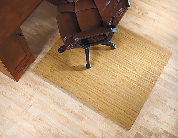 Realspace® Bamboo Roll-Up Chair Mat, 48" x 52", Natural