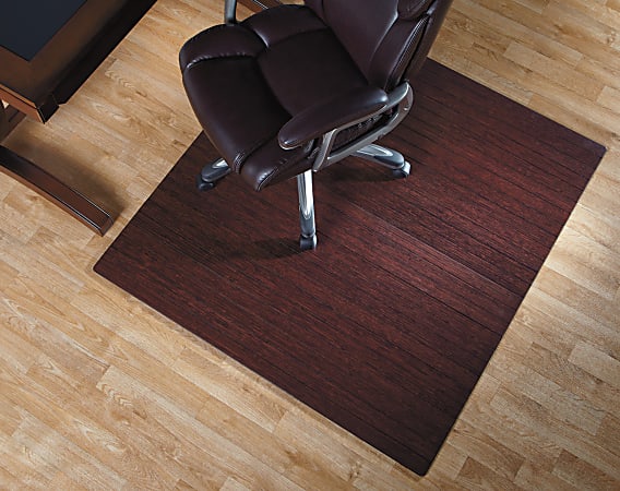 Realspace Bamboo Roll Up Chair Mat 48 x 52 Dark Cherry Office Depot