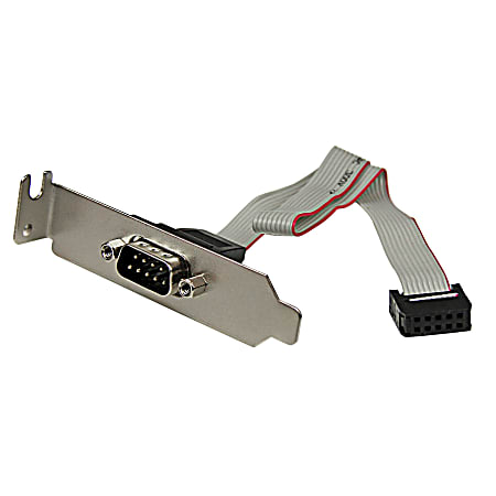 StarTech.com 9-pin Serial to 10-pin Header Slot Plate with Low Profile Bracket - Serial panel - DB-9 (M) - 10 pin IDC (F) - 23 cm - Add a DB9 serial port to the rear panel of a small form factor/low profile computer.