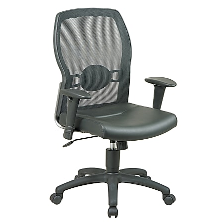 Office Star™ Screen-Back Chair With Bonded Leather Seat, Black