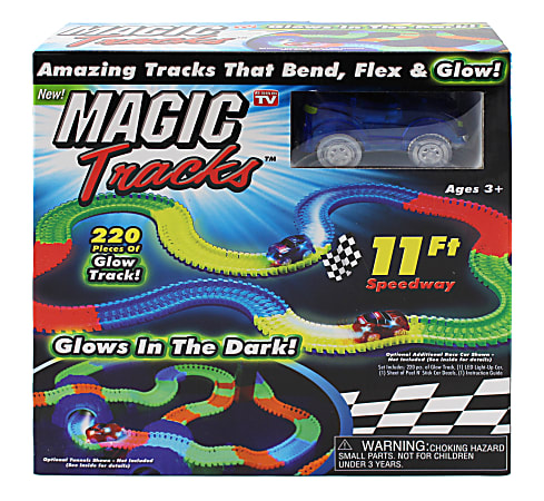 Magic Tracks Glow-In-The-Dark Racetrack, Multicolor
