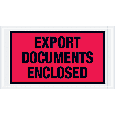 Tape Logic® Preprinted Packing List Envelopes, Export Documents Enclosed, 5 1/2" x 10", Red, Case Of 1,000