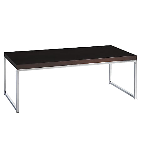 Ave Six® Wall Street Coffee Table, Chrome/Espresso