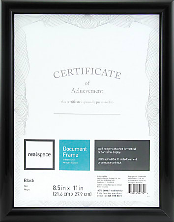 Realspace™ Photo/Document Frame, Plastic, 8-1/2" x 11", Black