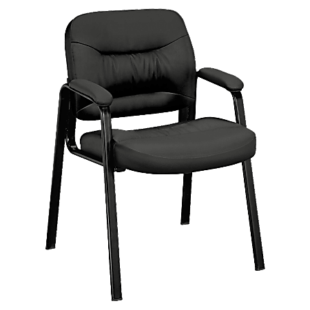 HON® SofThread™ Bonded Leather Guest Chair, Black