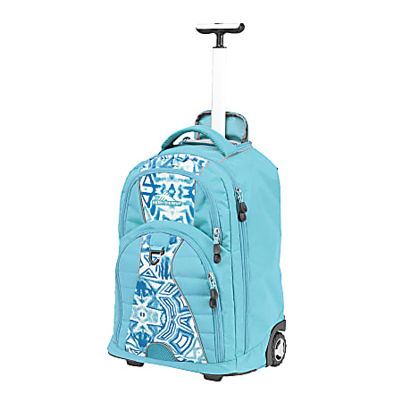 HIGH SIERRA® Freewheel Rolling Backpack With 15" Laptop Pocket, Teal Shibori