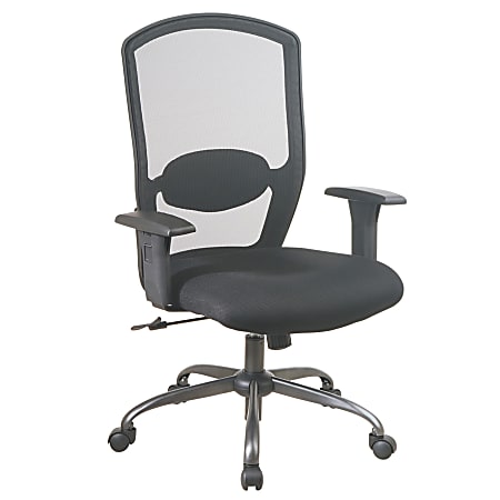 Office Star™ Screen-Back Mesh Chair, 45 1/2"H x 28"W x 23"D, Black/Titanium Finish