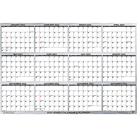 SwiftGlimpse Designer Yearly Wall Calendar, 24" x 36", Metal, January to December 2022, SG METAL ONE