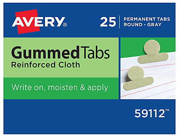 Avery® Gummed Index Tabs, Round, Gray Cloth, Box Of 25