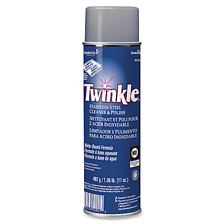 Twinkle Stainless Steel Cleaner/Polish - Ready-To-Use Aerosol - 17 oz (1.06 lb) - Characteristic Scent - 12 / Carton - White