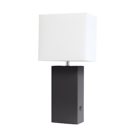 Lalia Home Lexington Table Lamp With USB Charging Port, 21"H, White/Black