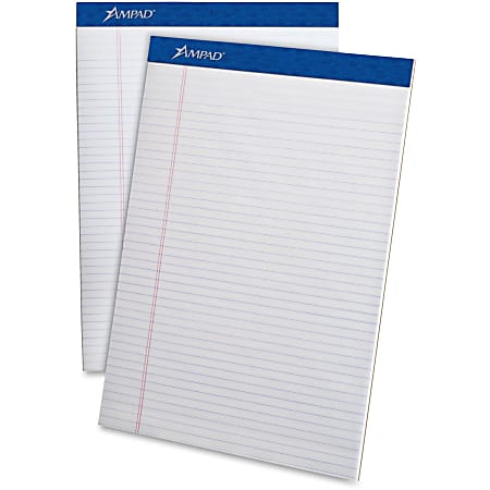 Ampad Perforated Ruled Pads - Letter - 50 Sheets - Stapled - 0.25" Ruled - 20 lb Basis Weight - 8 1/2" x 11"8.5"11.8" - White Paper - White Cover - Sturdy Back, Header Strip, Pinhole Perforated, Chipboard Backing - 1 Dozen