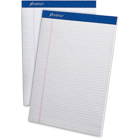 Ampad Perforated Ruled Pads - Letter - 50 Sheets - Stapled - 0.25" Ruled - 20 lb Basis Weight - Letter - 20322