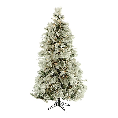 Fraser Flocked Snowy Pine Christmas Tree With LED Lighting, 7 1/2', Snow