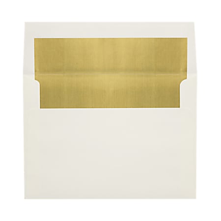 LUX Invitation Envelopes, A7, Peel & Stick Closure, Natural/Gold, Pack Of 50